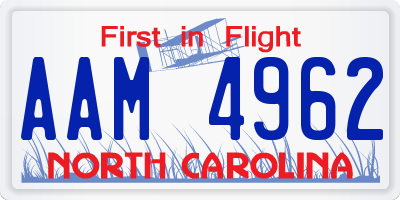 NC license plate AAM4962