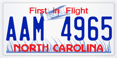 NC license plate AAM4965
