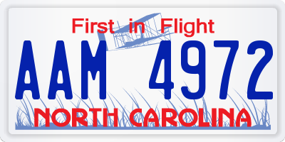 NC license plate AAM4972