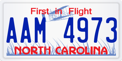 NC license plate AAM4973