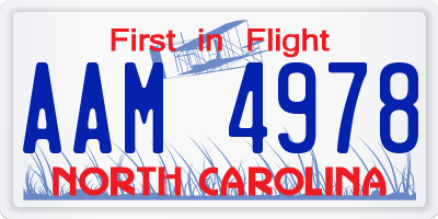 NC license plate AAM4978