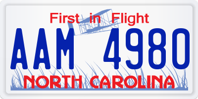 NC license plate AAM4980
