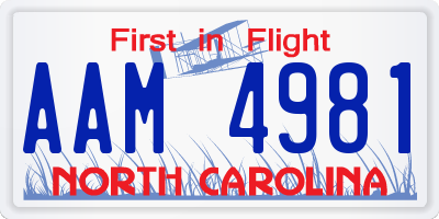 NC license plate AAM4981