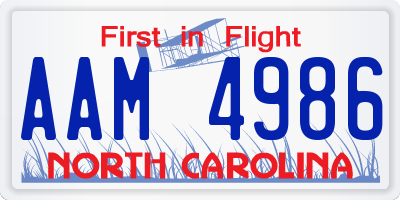NC license plate AAM4986