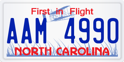 NC license plate AAM4990