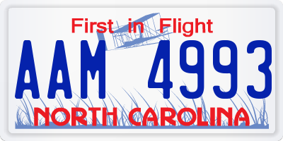 NC license plate AAM4993