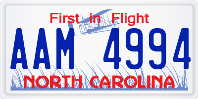 NC license plate AAM4994