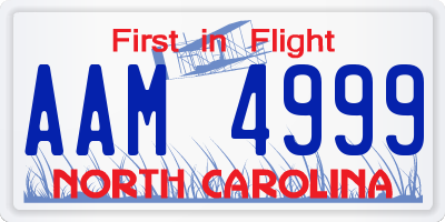 NC license plate AAM4999