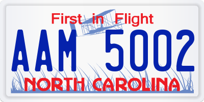 NC license plate AAM5002
