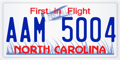 NC license plate AAM5004