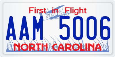 NC license plate AAM5006