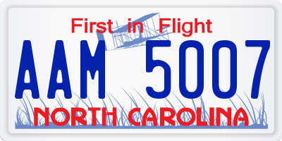 NC license plate AAM5007