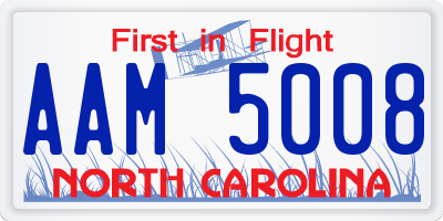 NC license plate AAM5008
