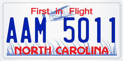 NC license plate AAM5011