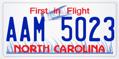 NC license plate AAM5023