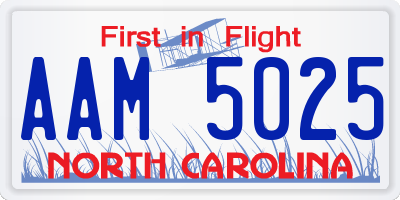 NC license plate AAM5025