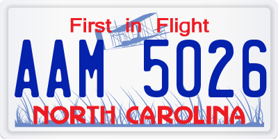 NC license plate AAM5026