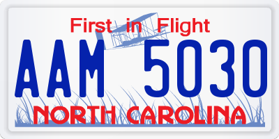 NC license plate AAM5030