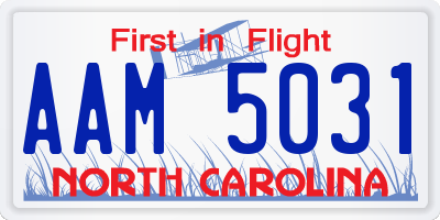 NC license plate AAM5031