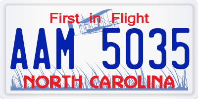 NC license plate AAM5035