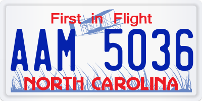 NC license plate AAM5036