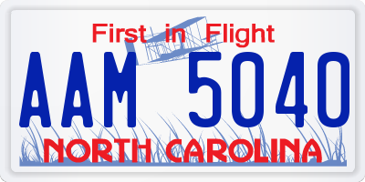 NC license plate AAM5040