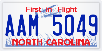 NC license plate AAM5049