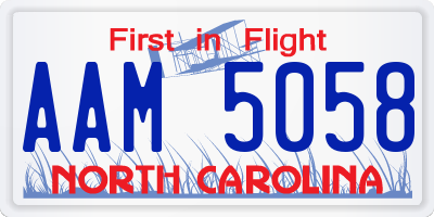 NC license plate AAM5058