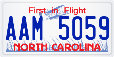 NC license plate AAM5059