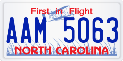 NC license plate AAM5063