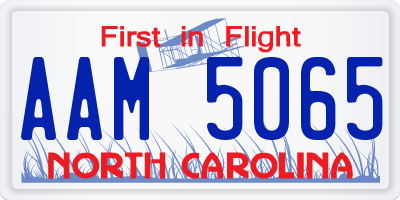 NC license plate AAM5065