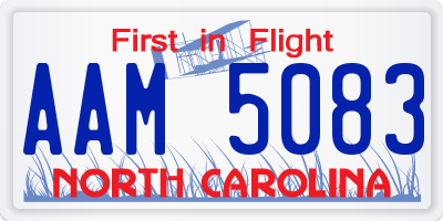 NC license plate AAM5083