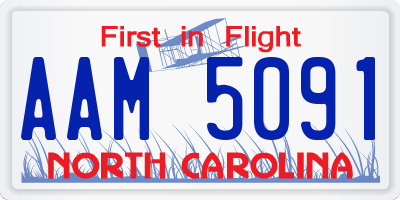 NC license plate AAM5091