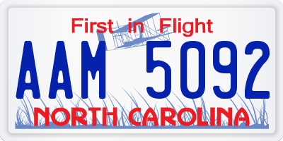 NC license plate AAM5092