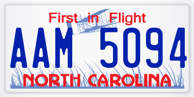 NC license plate AAM5094