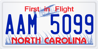 NC license plate AAM5099