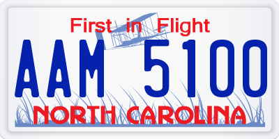 NC license plate AAM5100