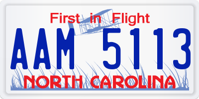 NC license plate AAM5113