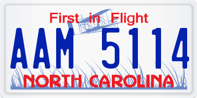 NC license plate AAM5114