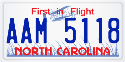 NC license plate AAM5118