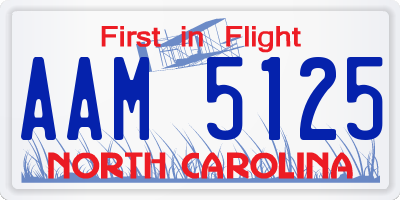NC license plate AAM5125