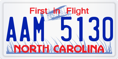 NC license plate AAM5130