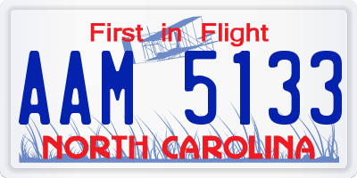 NC license plate AAM5133
