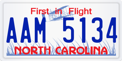 NC license plate AAM5134