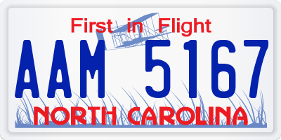 NC license plate AAM5167