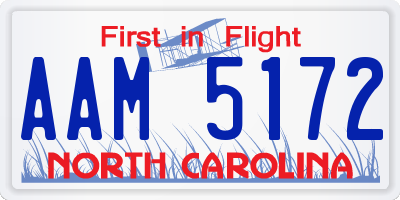NC license plate AAM5172