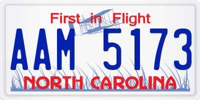 NC license plate AAM5173
