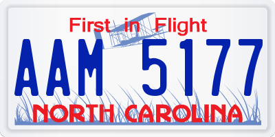 NC license plate AAM5177
