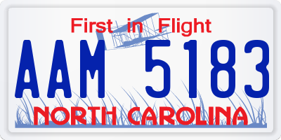 NC license plate AAM5183