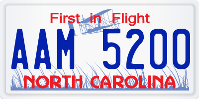 NC license plate AAM5200